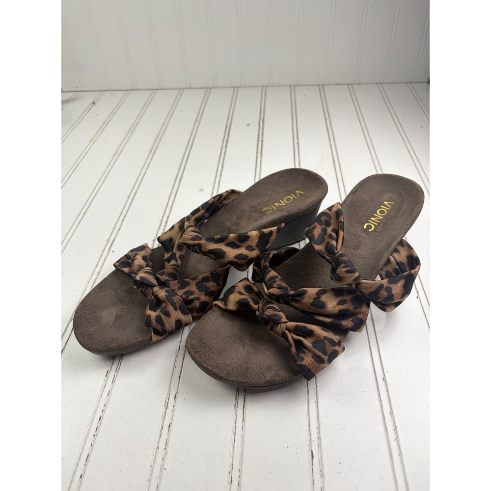 Vionic Leopard Print Triple Knot Park Rizzo Wedge Sandals Women's Size 8-8.5 - Picture 3 of 9
